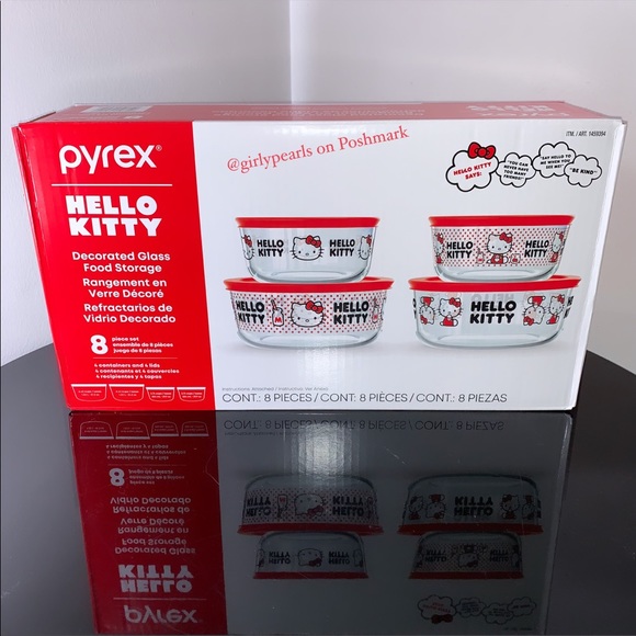Pyrex Hello Kitty Containers 8 Piece Set NEW - Picture 2 of 6